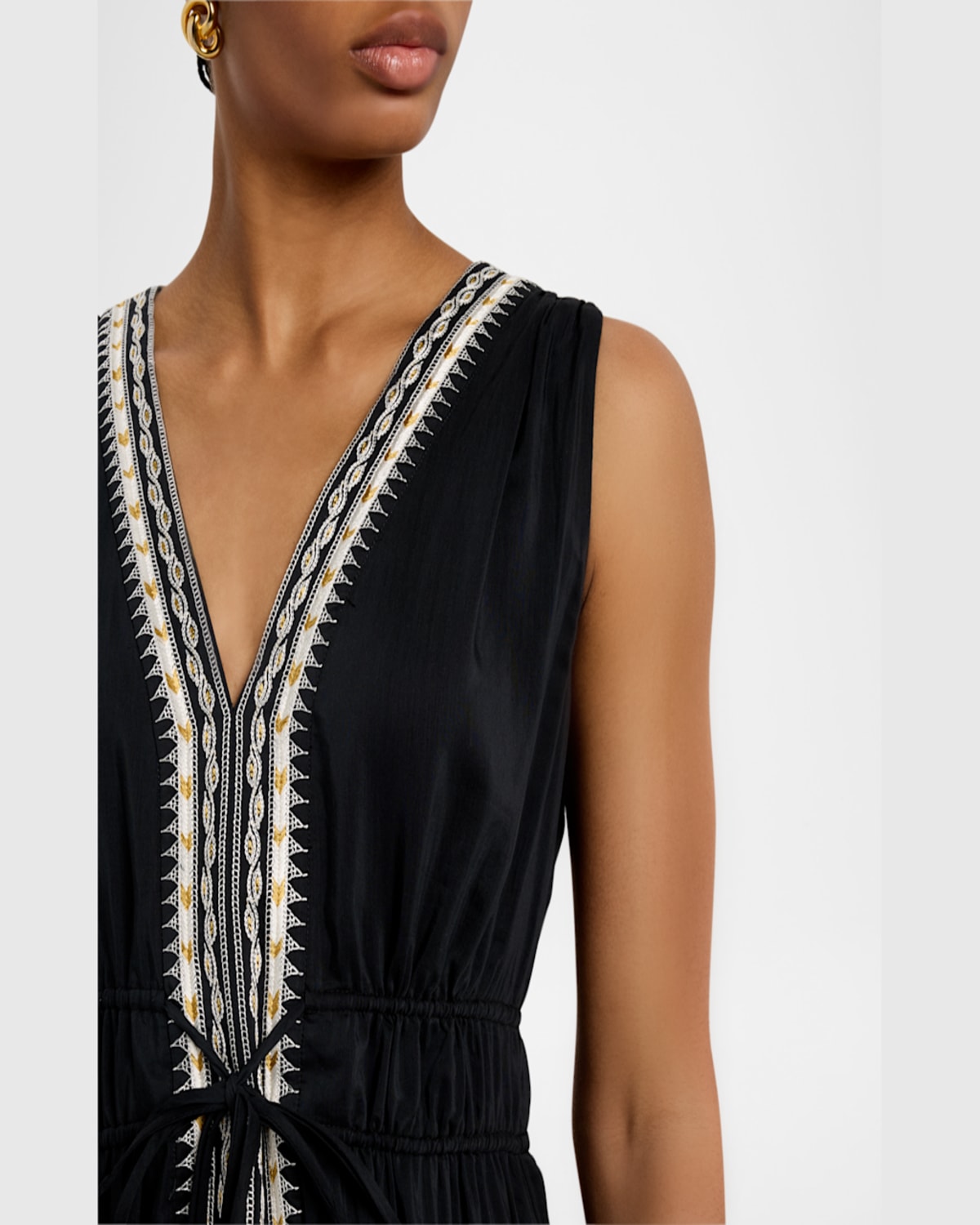 Kobi Halperin Edison Tiered Geo-embroidered Midi Dress