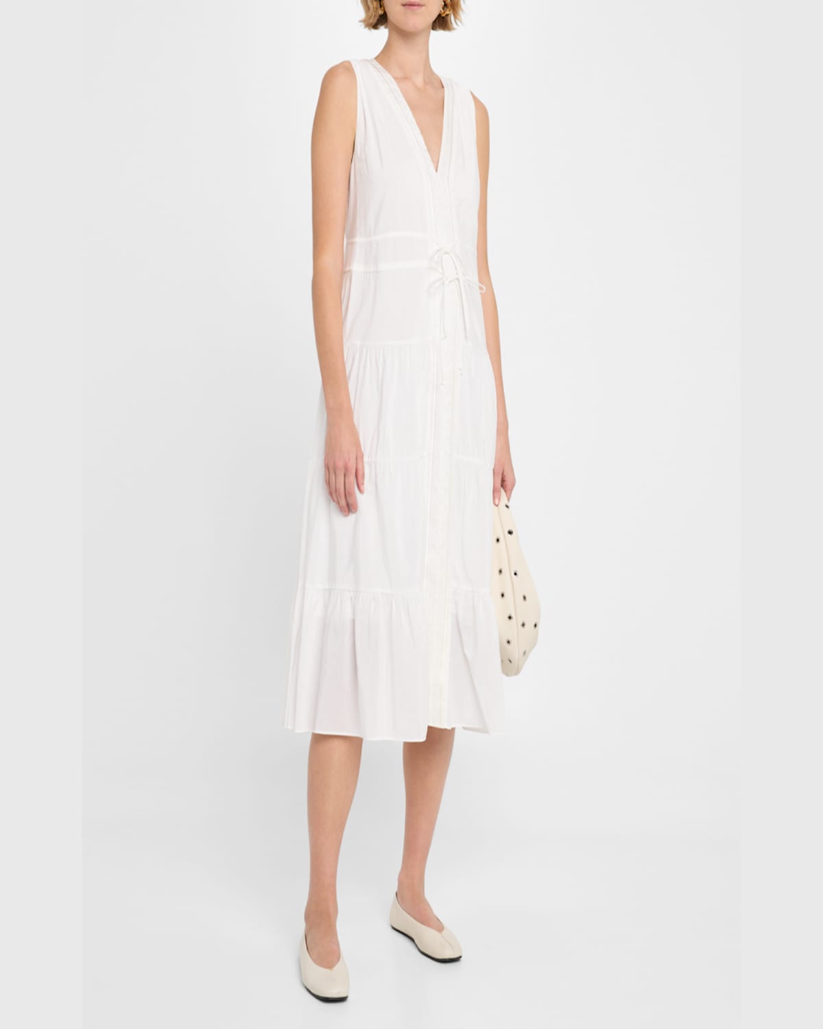 Kobi Halperin Edison Tiered Geo-embroidered Midi Dress