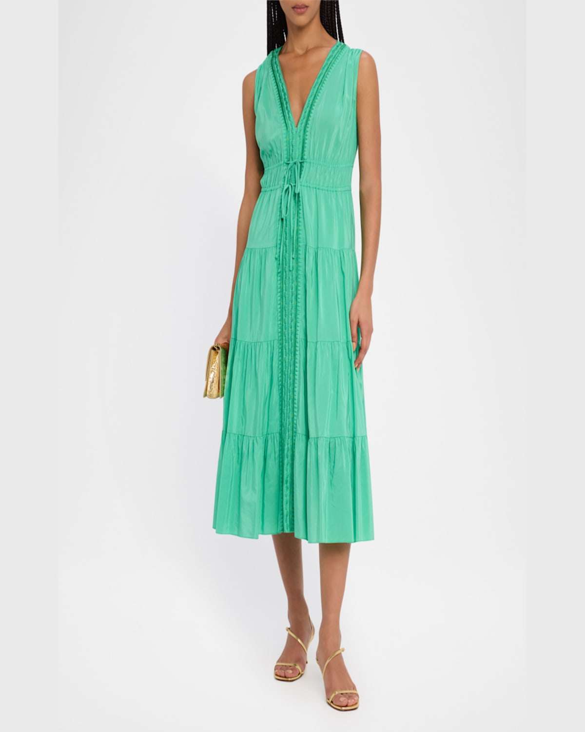 Kobi Halperin Edison Tiered Geo-embroidered Midi Dress