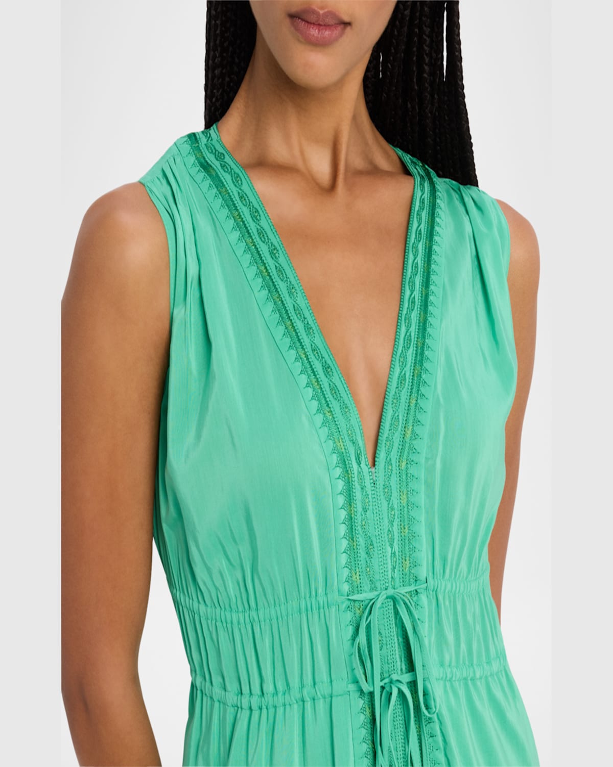 Kobi Halperin Edison Tiered Geo-embroidered Midi Dress