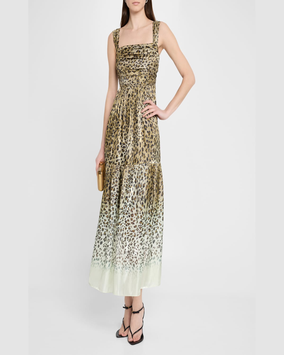 Kobi Halperin Meira Tiered Leopard-print Midi Dress In Multi