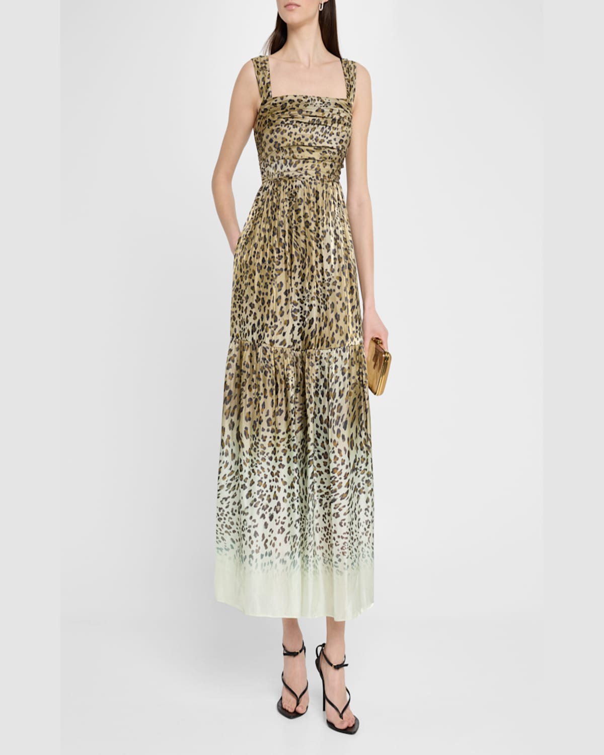 Kobi Halperin Meira Tiered Leopard-print Midi Dress In Multi