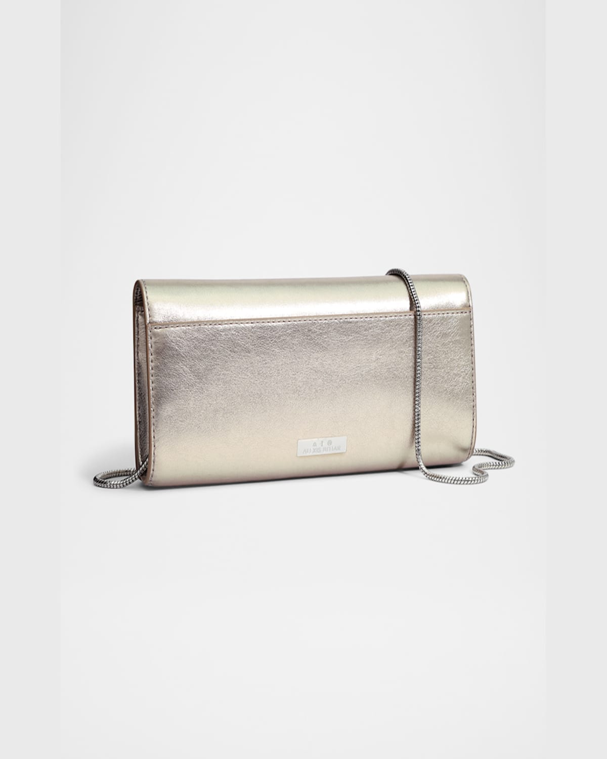 ALEXIS BITTAR CRYSTAL CURVE METALLIC LEATHER CLUTCH BAG 