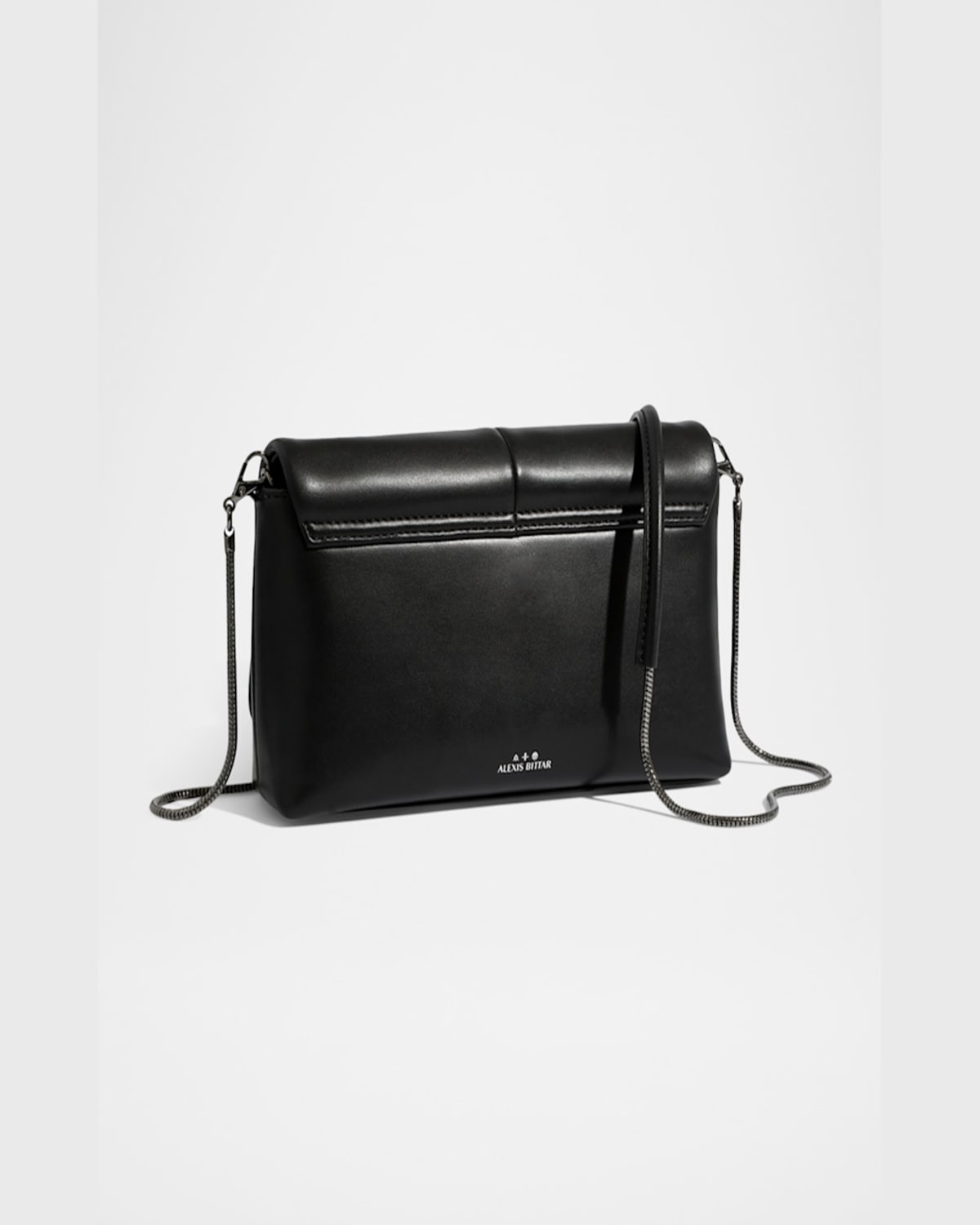 Shop Alexis Bittar Molton Crystal Ruched Leather Crossbody Bag In Black