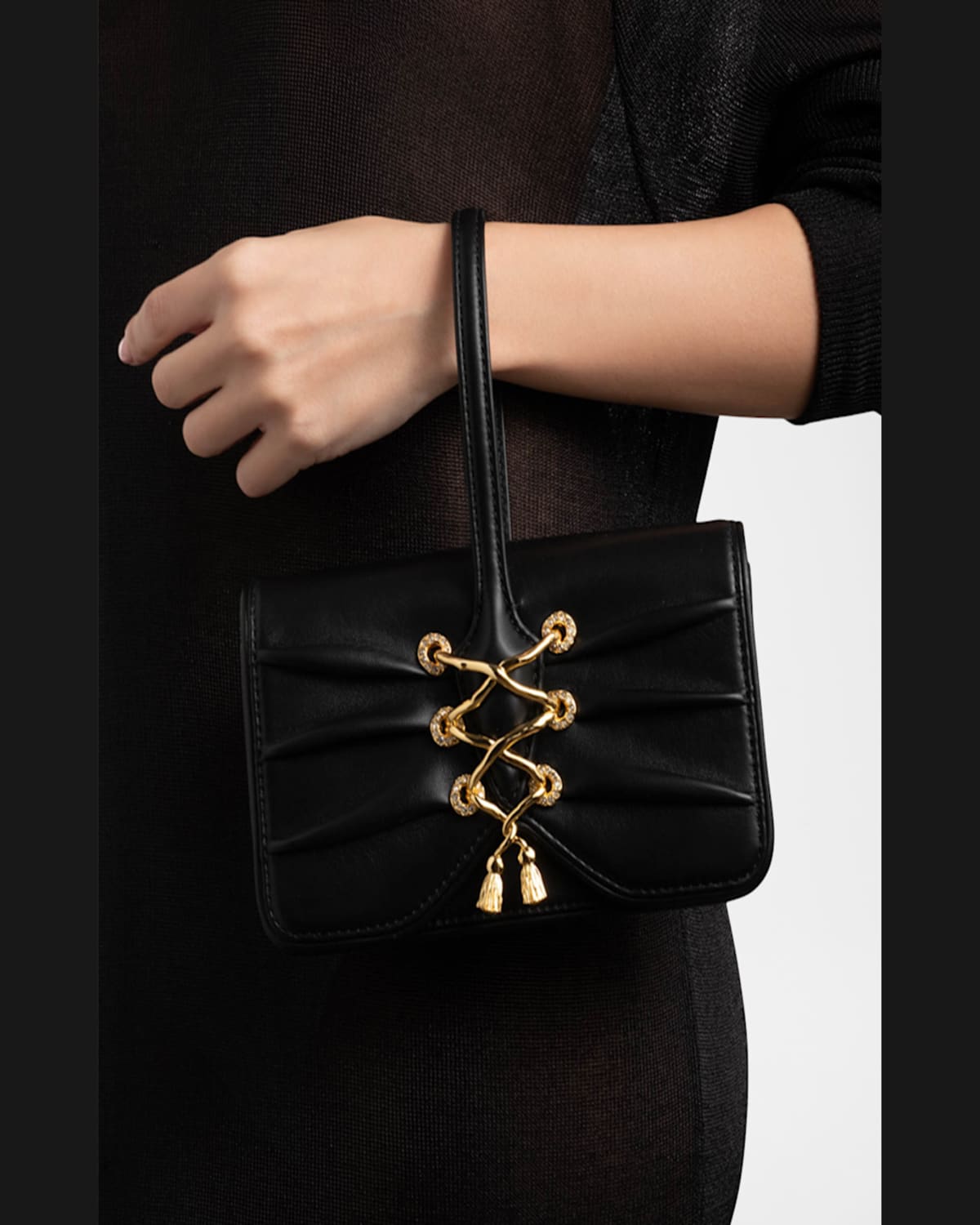 ALEXIS BITTAR LACE-UP LEATHER WRISTLET 