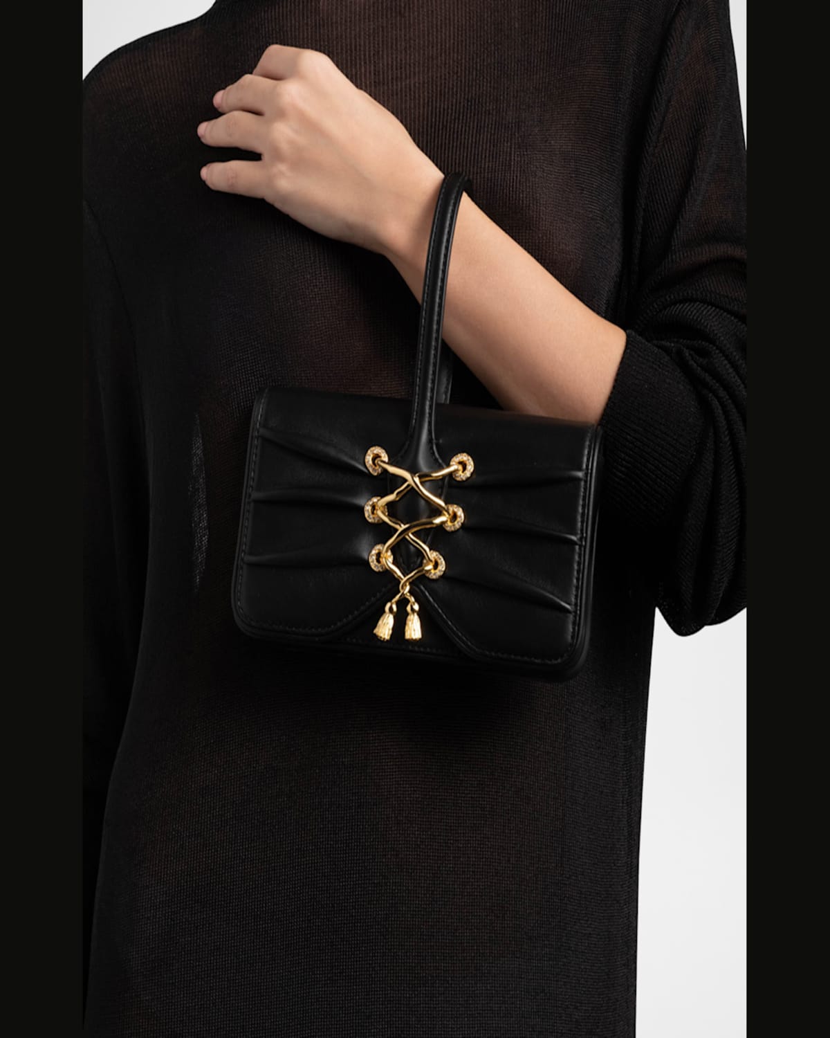ALEXIS BITTAR LACE-UP LEATHER WRISTLET 