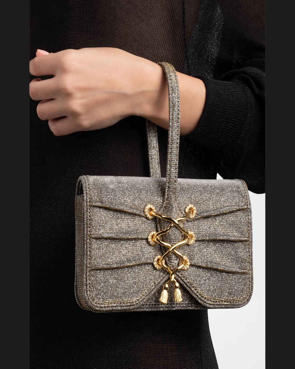 ALEXIS BITTAR LACE-UP GLITTER WRISTLET 