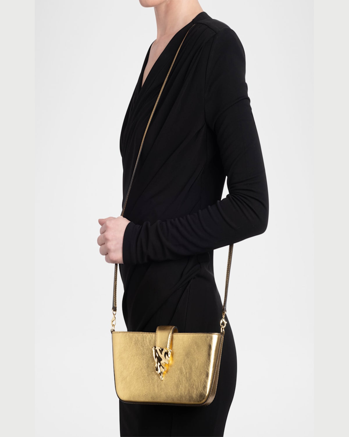 ALEXIS BITTAR THE CRUMPLE METALLIC LEATHER CROSSBODY BAG 
