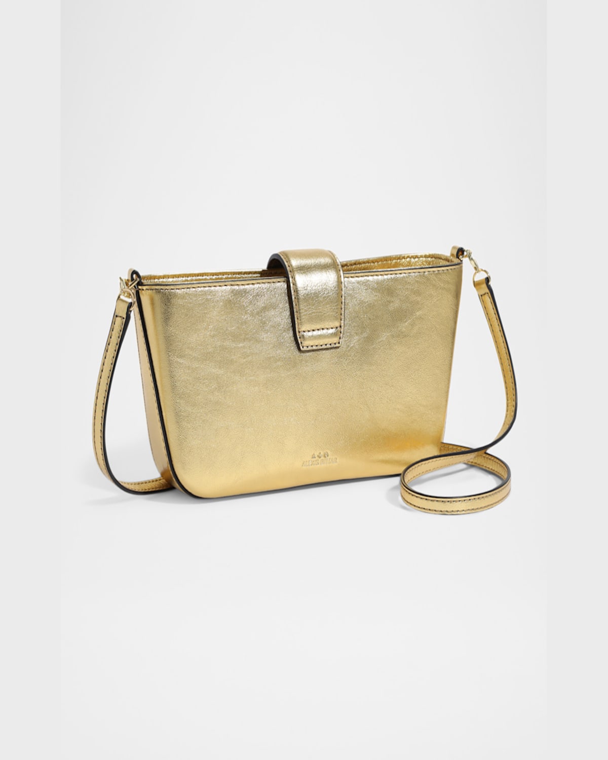 Shop Alexis Bittar The Crumple Metallic Leather Crossbody Bag In Gold