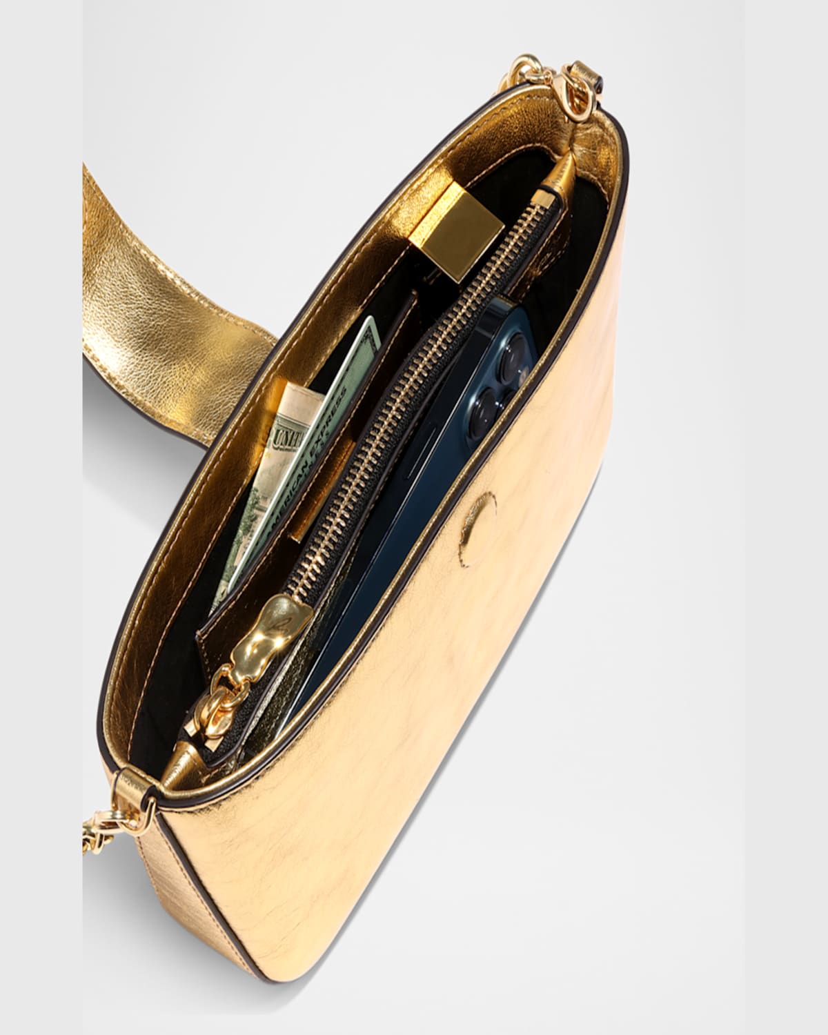 ALEXIS BITTAR THE CRUMPLE METALLIC LEATHER CROSSBODY BAG 