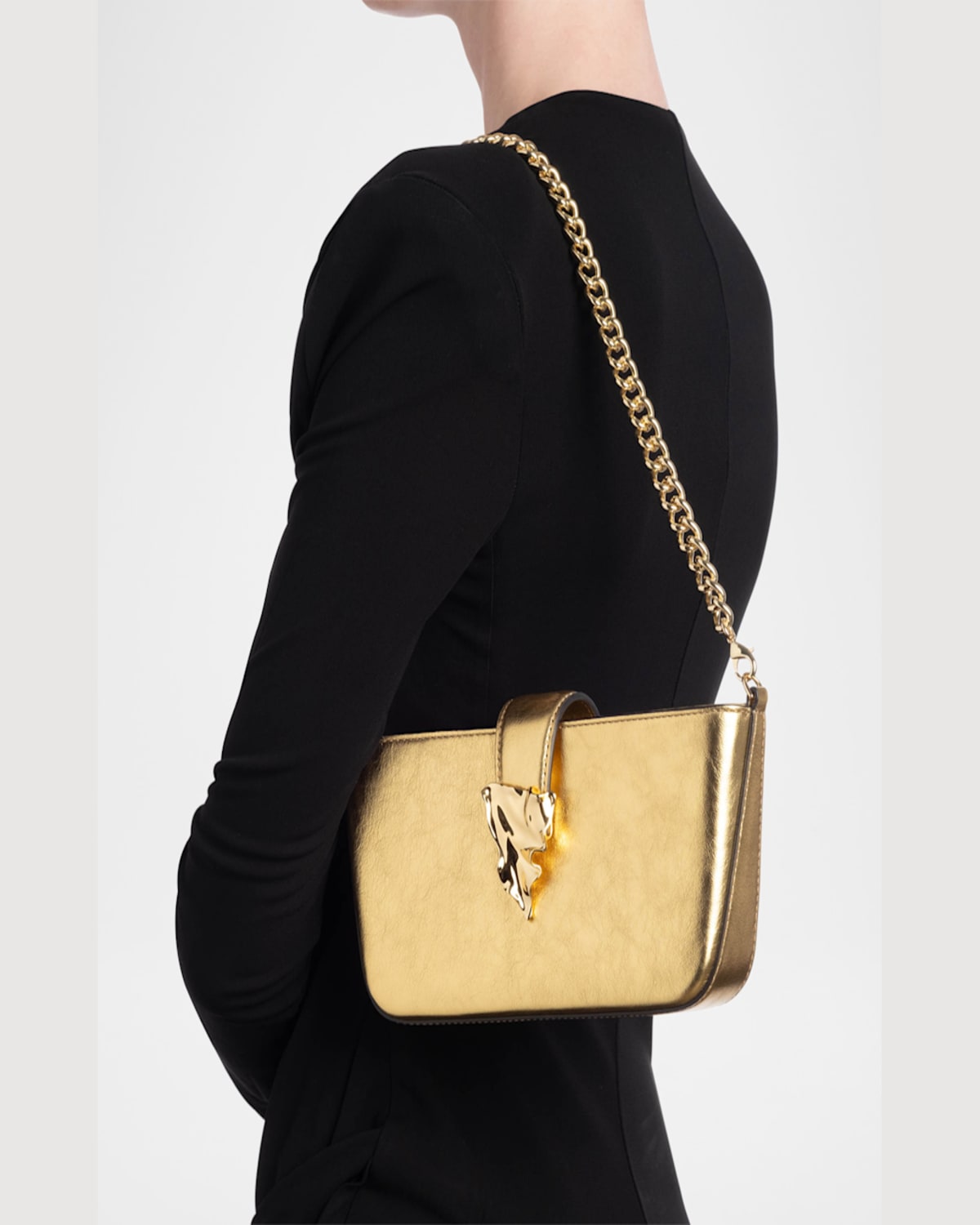 ALEXIS BITTAR THE CRUMPLE METALLIC LEATHER CROSSBODY BAG 