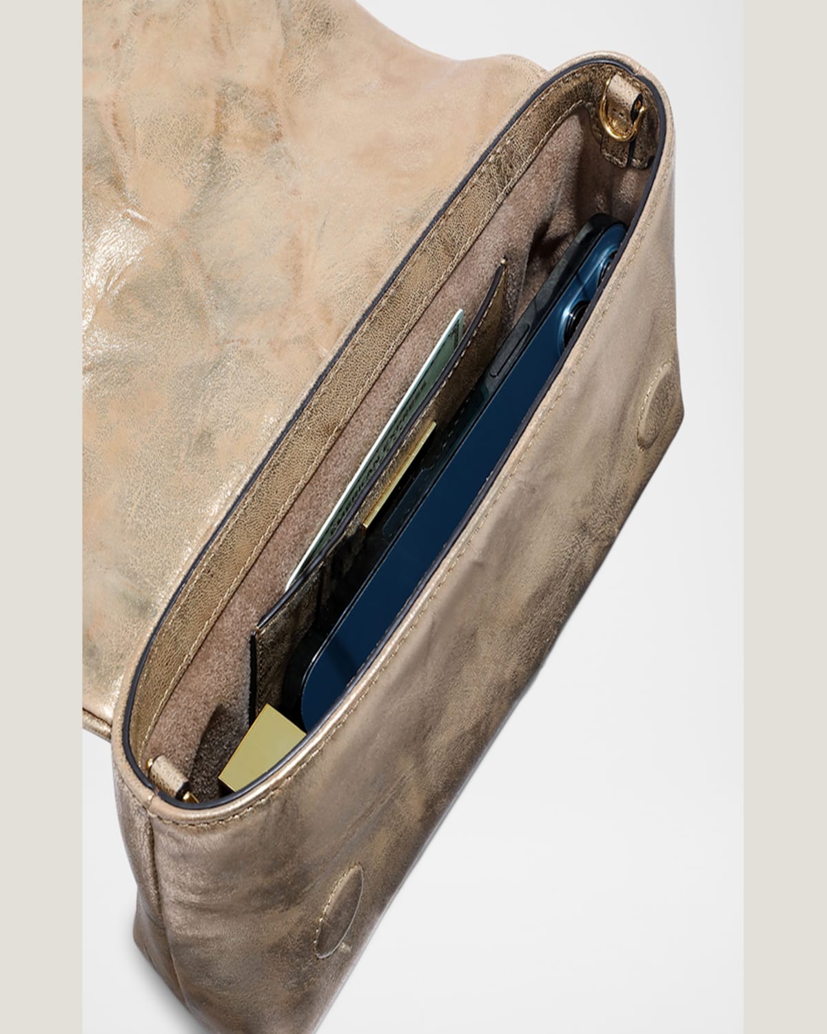 Shop Alexis Bittar Molton Ruched Metallic Leather Crossbody Bag In Atq Gold