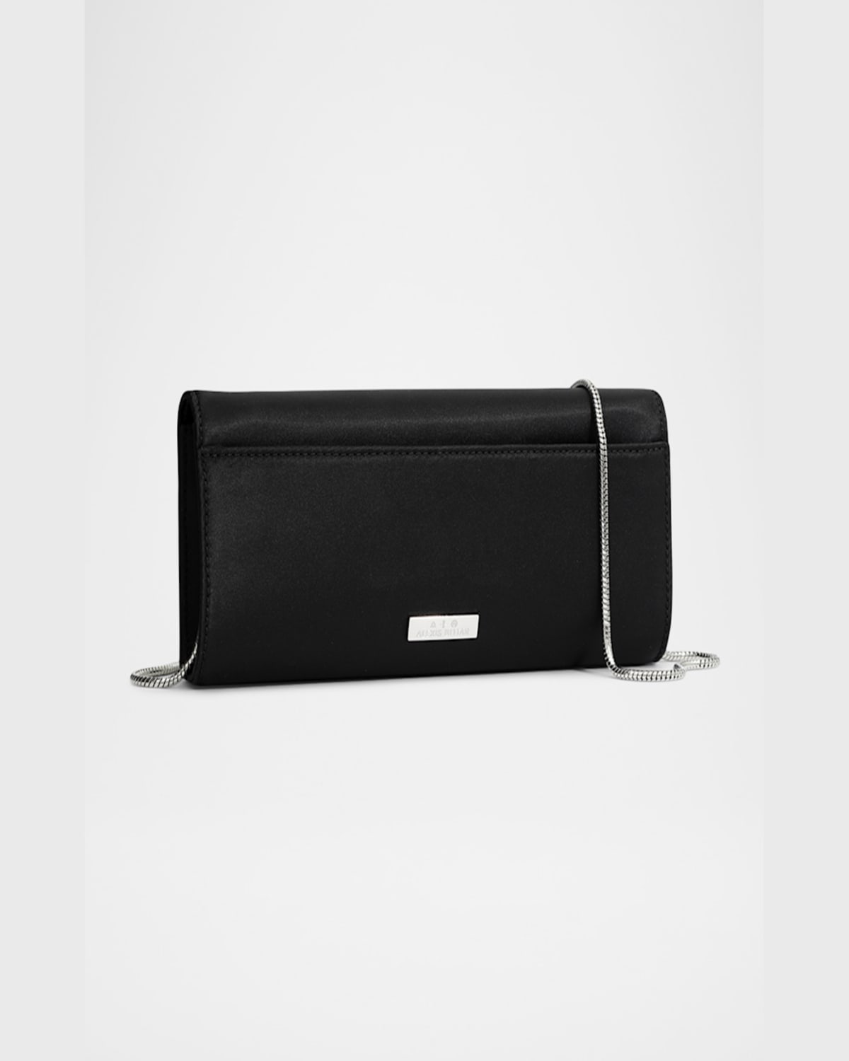Alexis Bittar Crystal Curve Recycled Satin Clutch Bag In Black