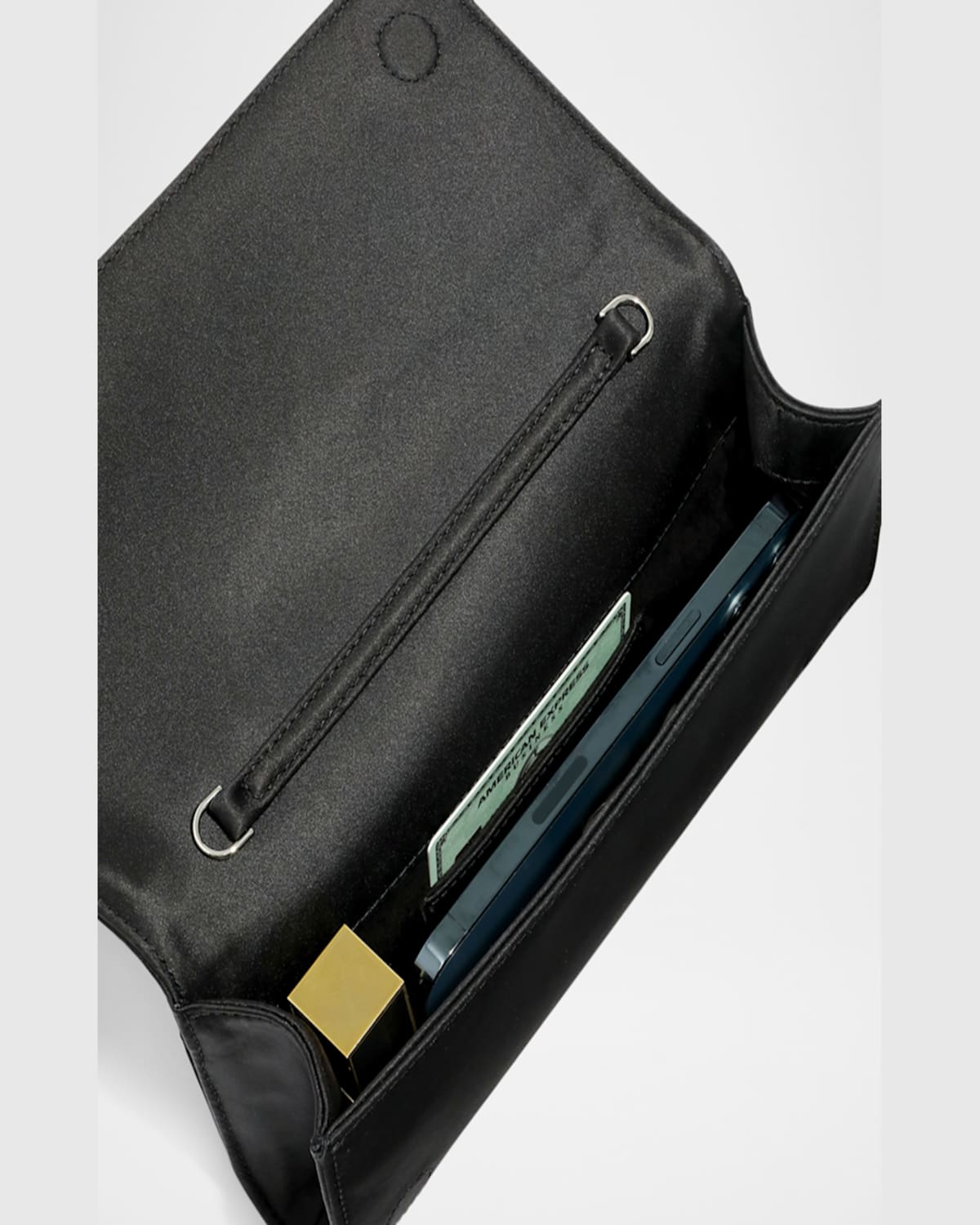 Alexis Bittar Crystal Curve Recycled Satin Clutch Bag In Black