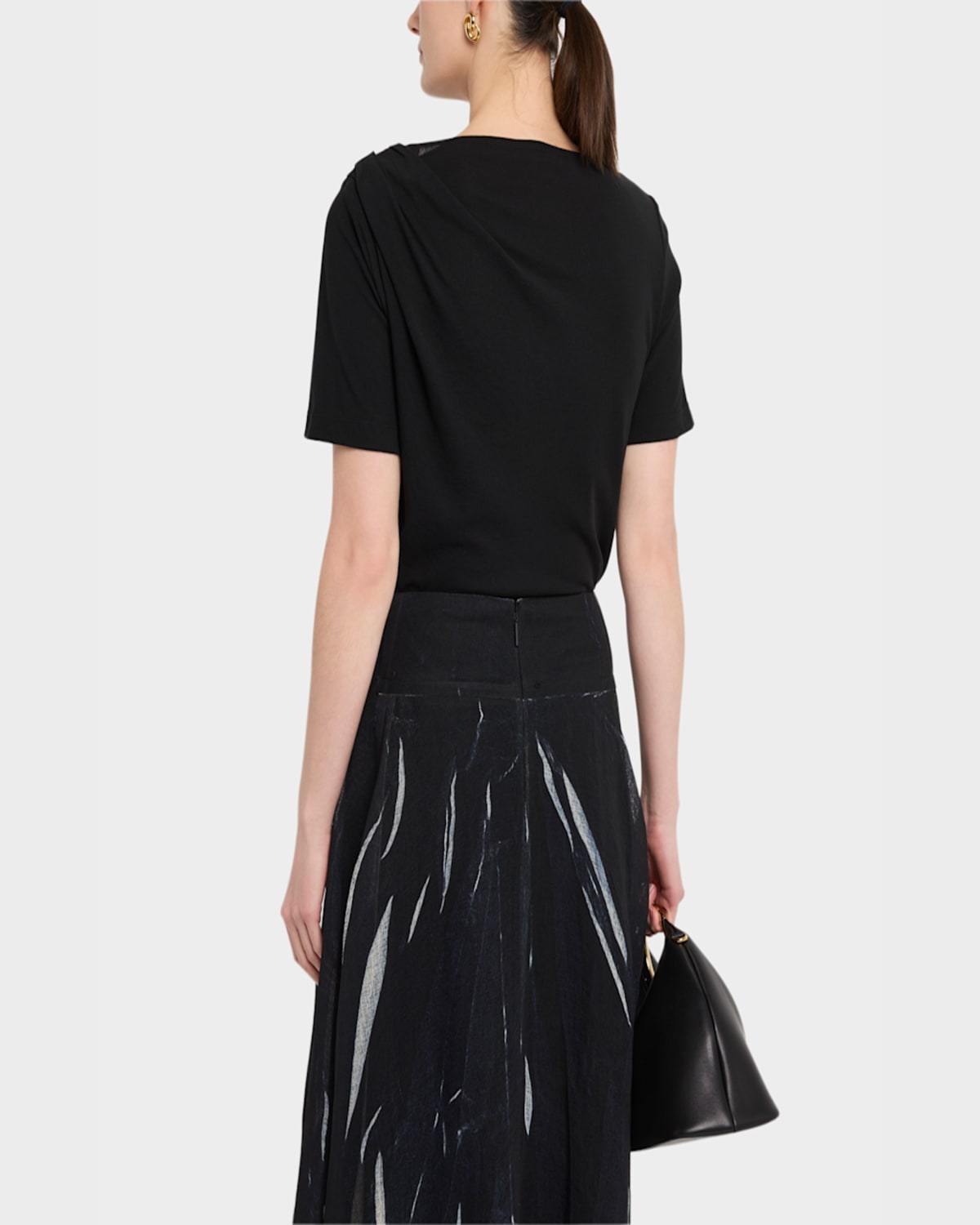 A.l.c Lee Draped Short-sleeve Tee In Black