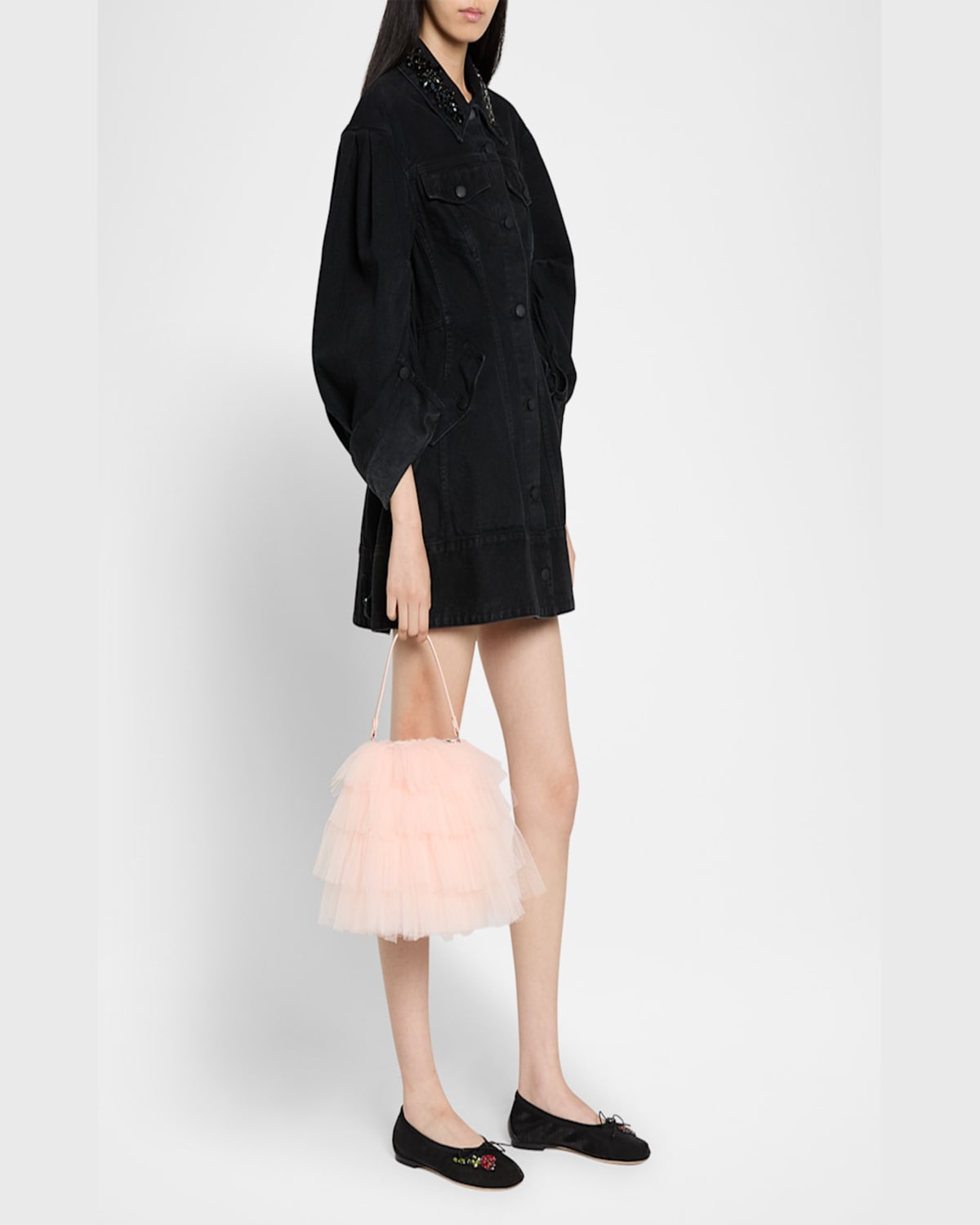 Simone Rocha Mini Frilly Tutu Top-handle Bag In Ballet Nude