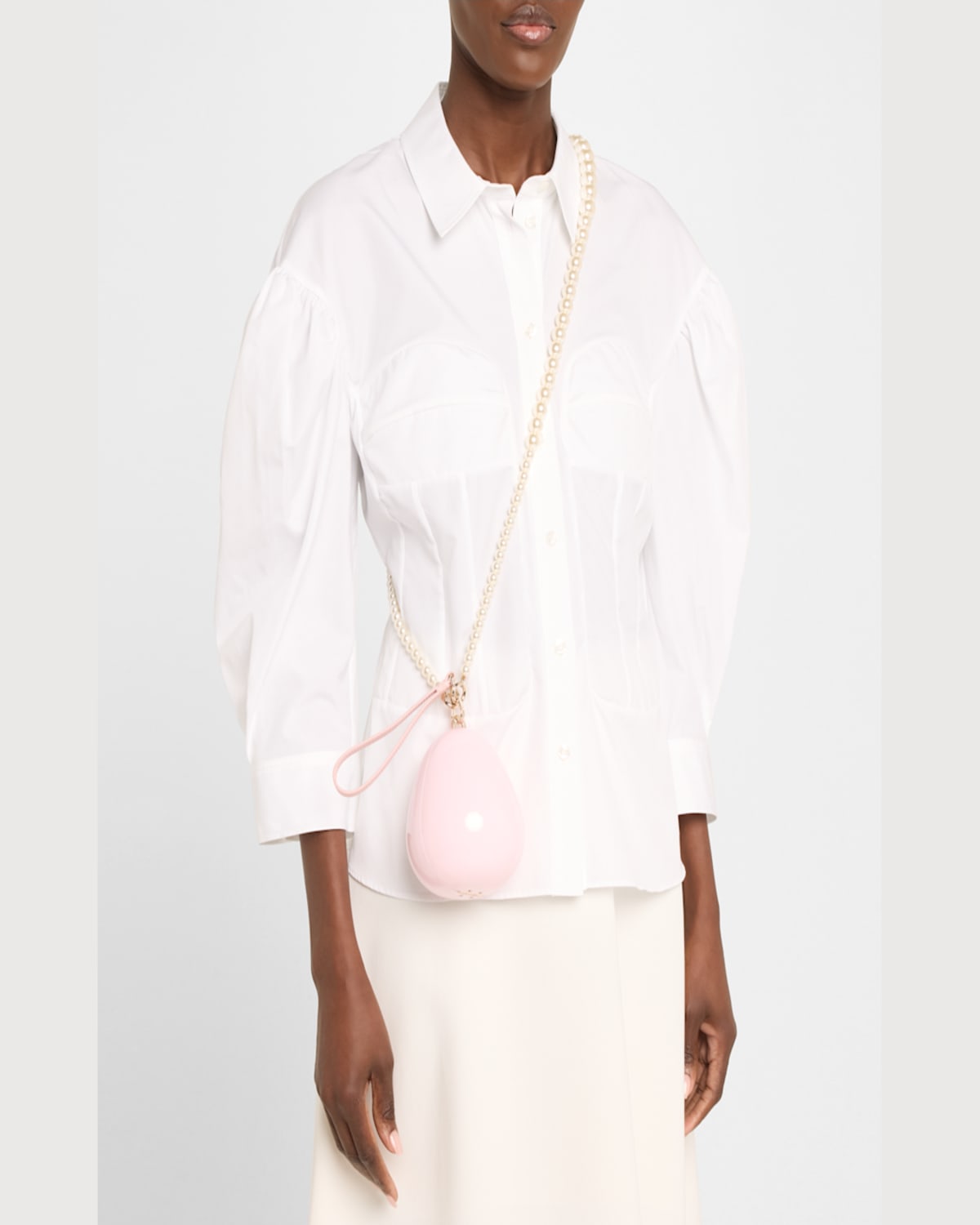 Simone Rocha Micro Pearly Egg Crossbody Bag In Pink