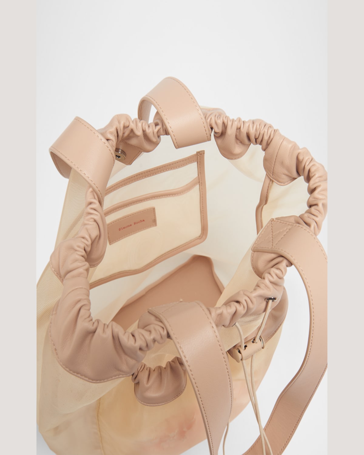 Simone Rocha Sheer Stuffed Carnation Pocket Tote Bag In Nude