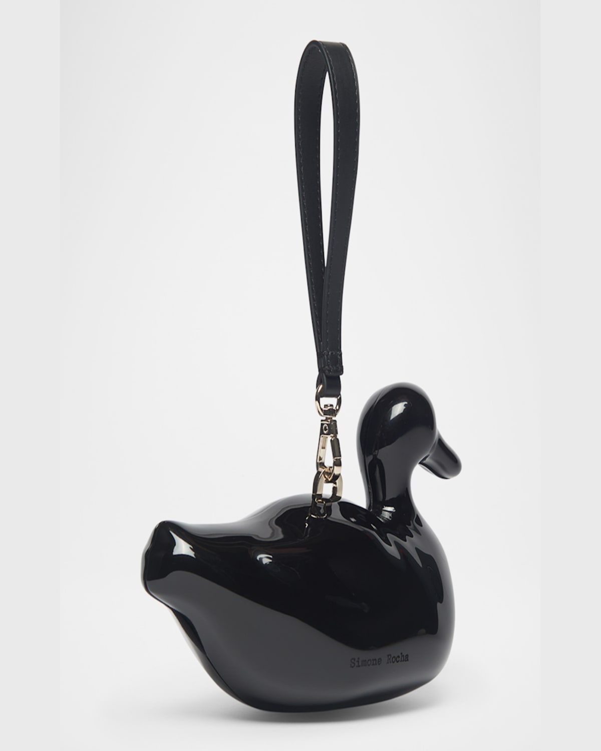 Simone Rocha Duck Patent Leather Wristlet In Black