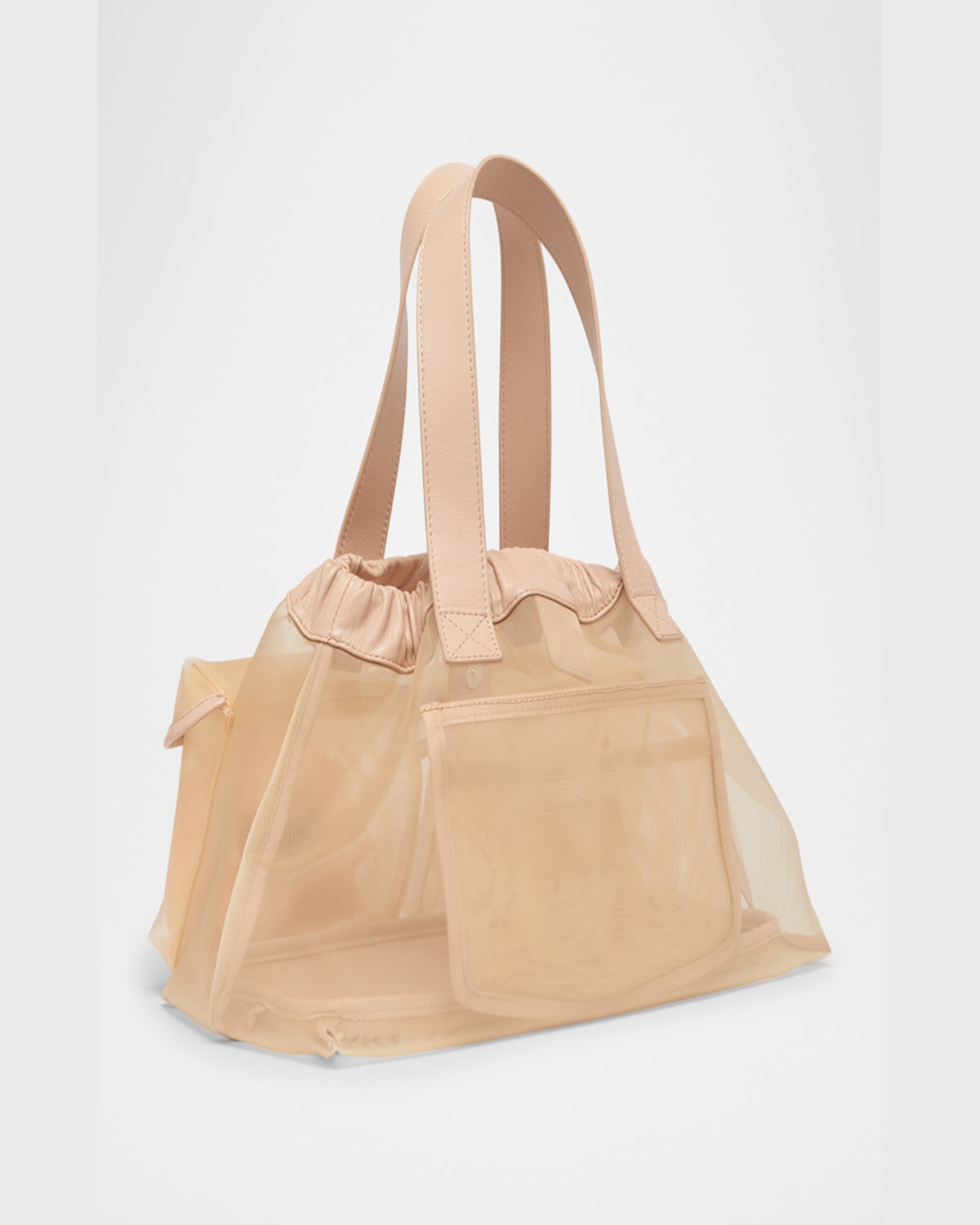Simone Rocha Mini Sheer Stuffed Carnation Drawstring Top-handle Bag In Nude