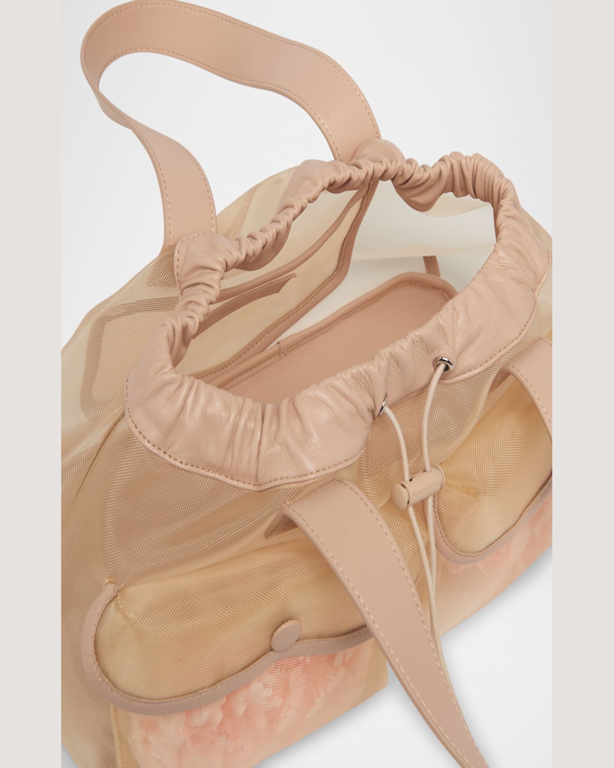 Simone Rocha Mini Sheer Stuffed Carnation Drawstring Top-handle Bag In Nude