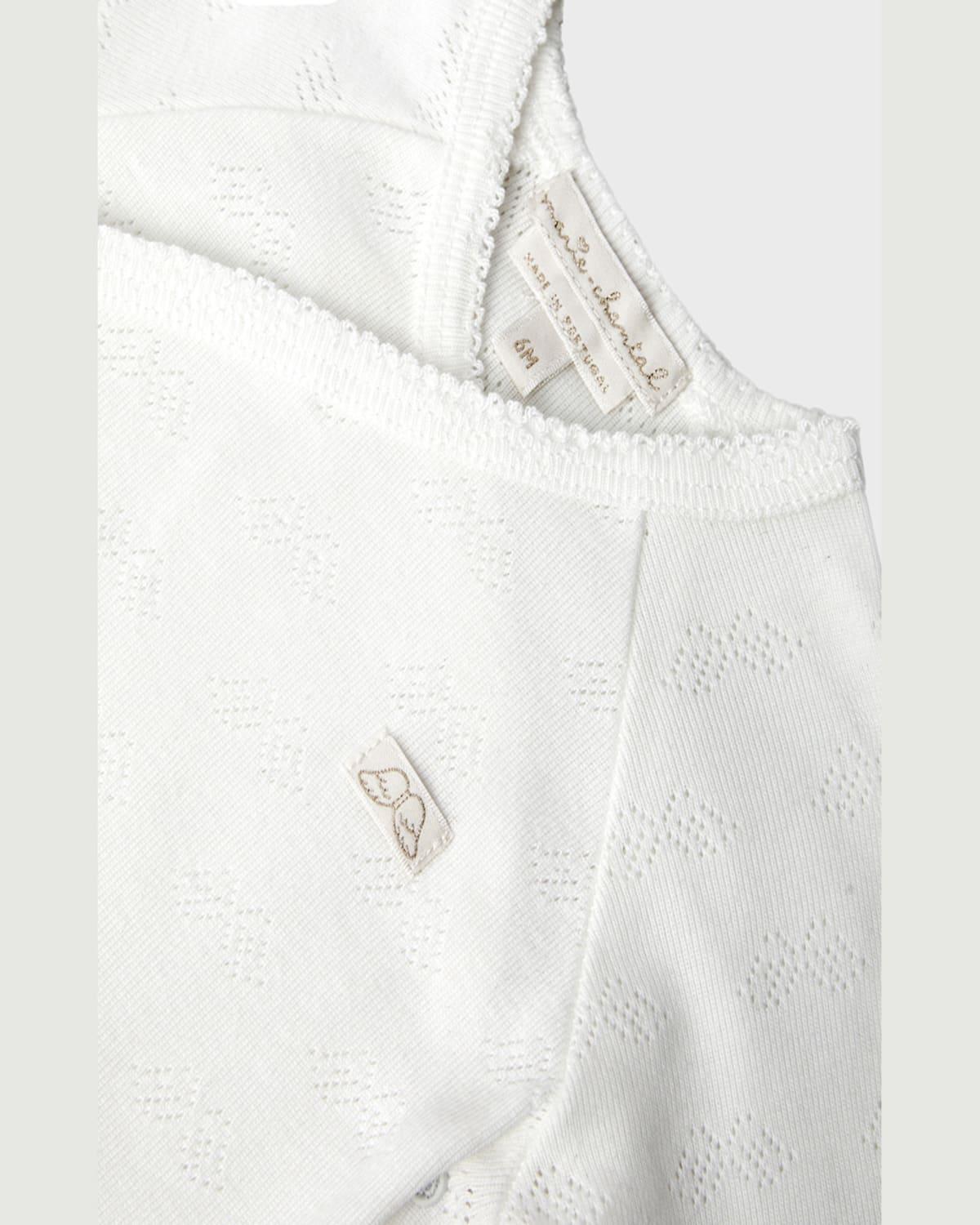Marie Chantal Kid's Pointelle Angel Wings Bodysuit In White