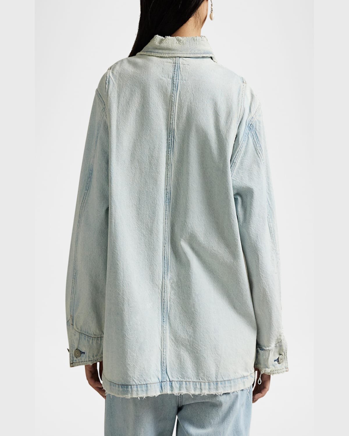 Shop Polo Ralph Lauren Distressed Denim Utility Jacket In Motta Wash
