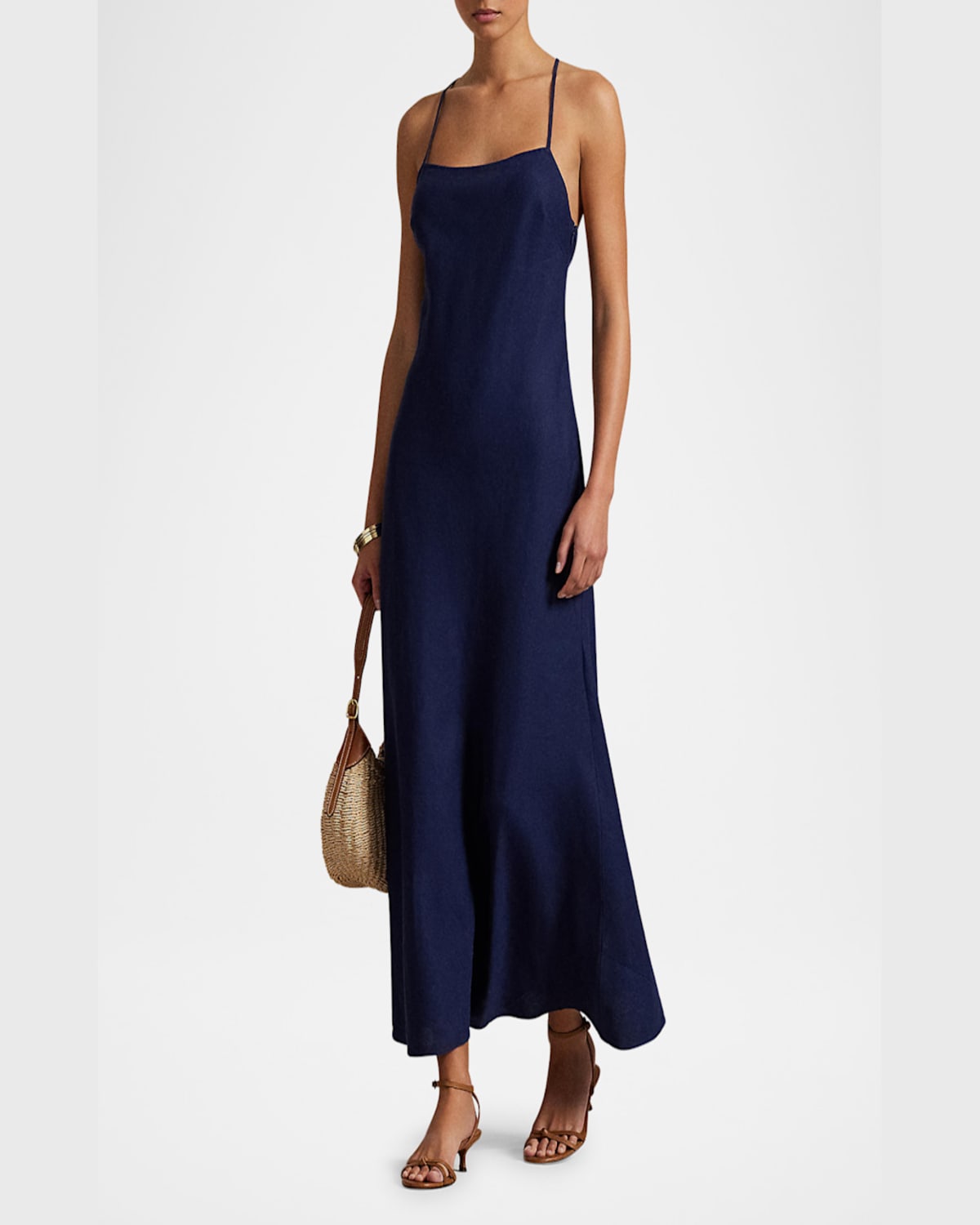 POLO RALPH LAUREN LINEN SLEEVELESS A-LINE DRESS 