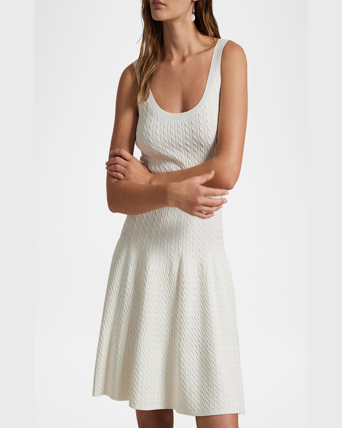 Polo Ralph Lauren Cable-knit Sleeveless Sweater Dress In Cream