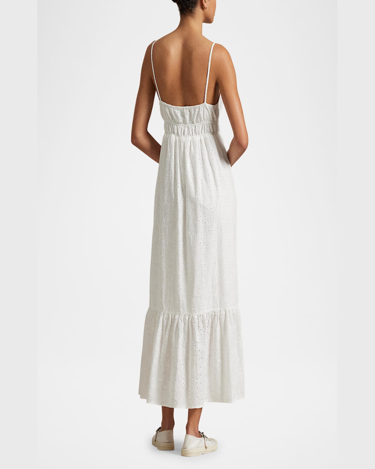 Polo Ralph Lauren Broderie-anglaise Midi Dress In White
