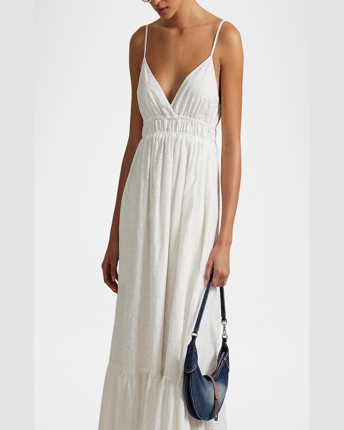 Polo Ralph Lauren Broderie-anglaise Midi Dress In White