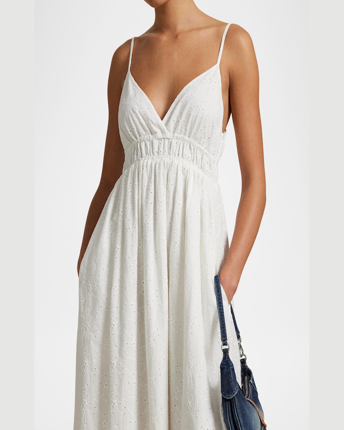 Polo Ralph Lauren Broderie-anglaise Midi Dress In White