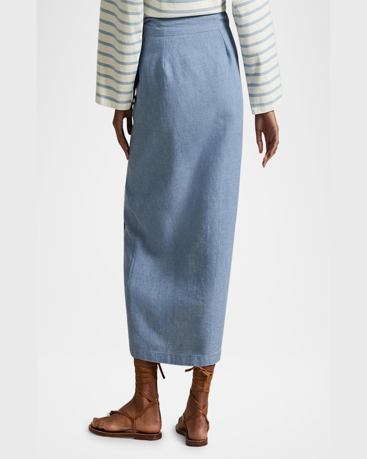Shop Polo Ralph Lauren Linen Tie-wrap Skirt In Channel Blue