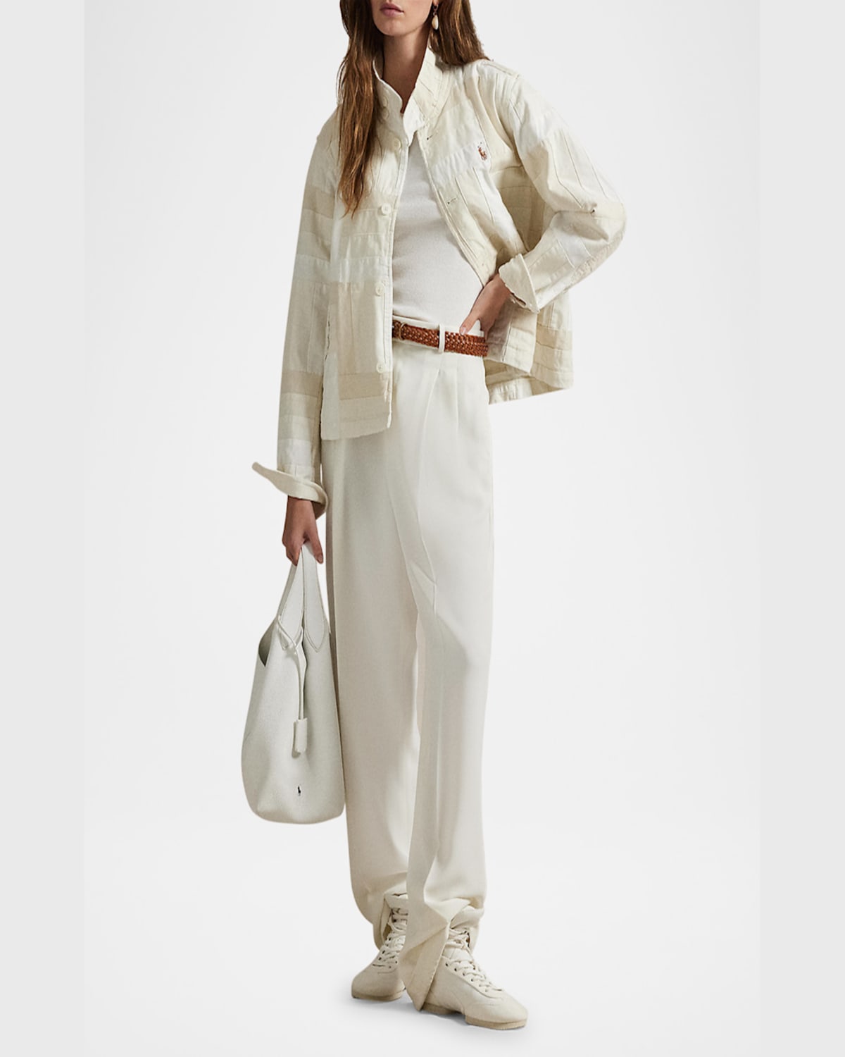 Polo Ralph Lauren Patchwork Mock-neck Jacket In White