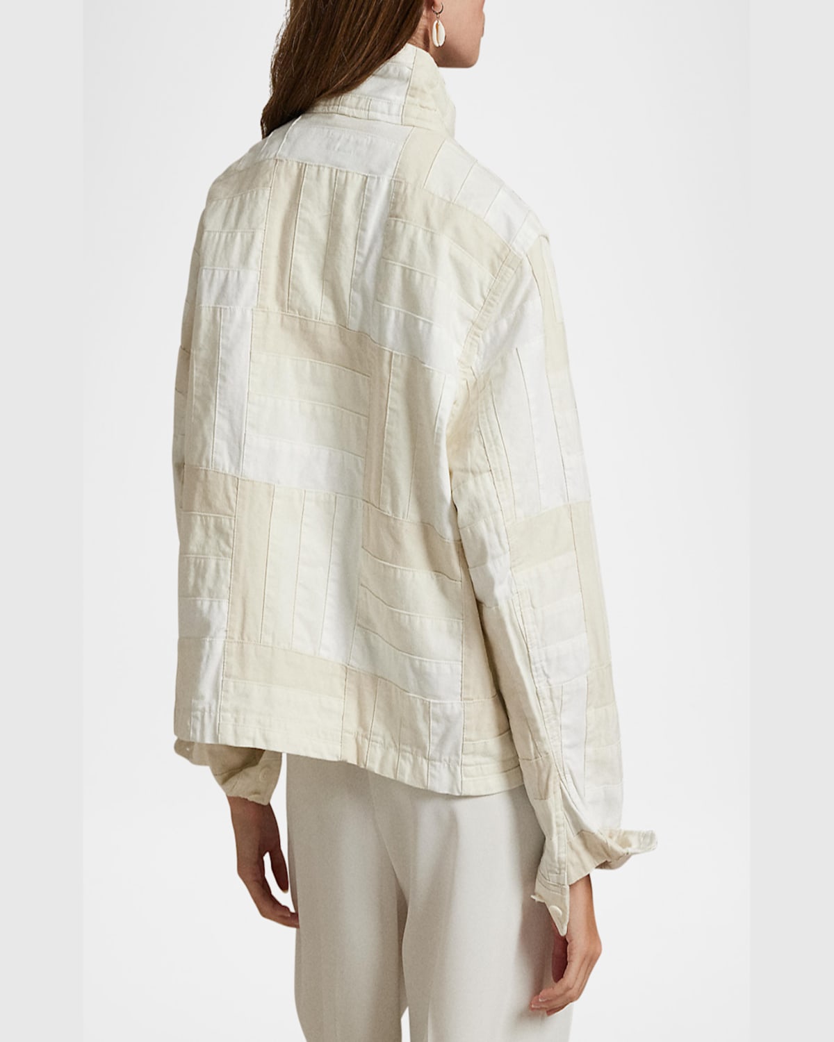 Polo Ralph Lauren Patchwork Mock-neck Jacket In White