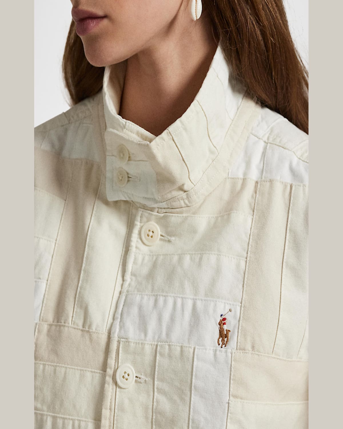Polo Ralph Lauren Patchwork Mock-neck Jacket In White