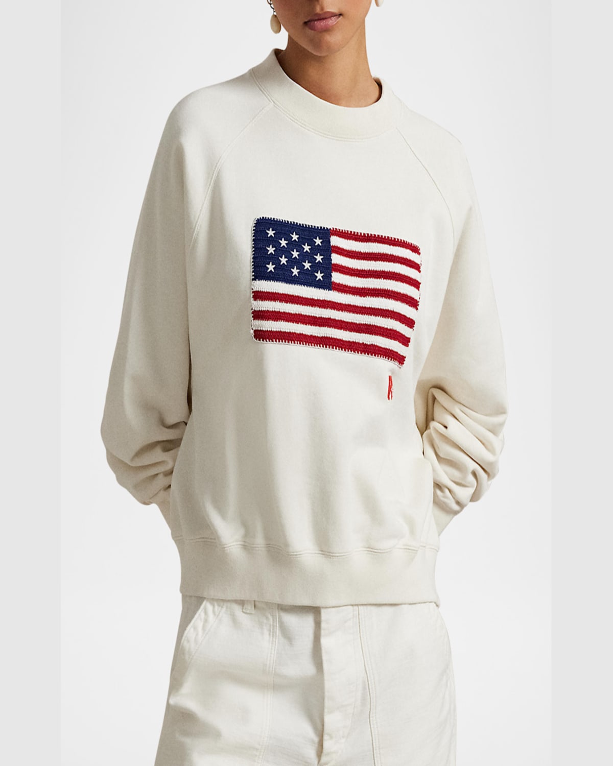 Shop Polo Ralph Lauren Logo Flag French Terry Crewneck In Nevis