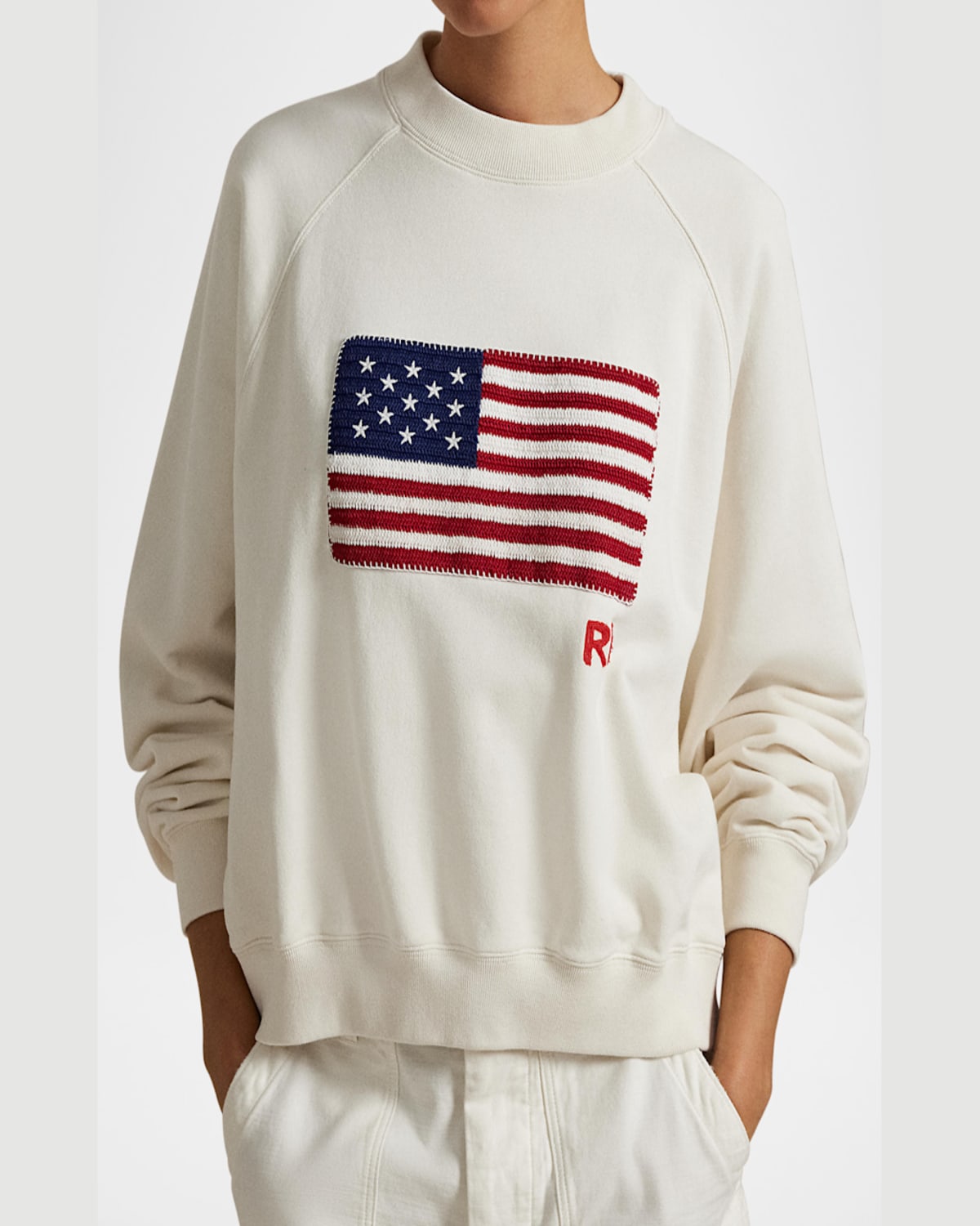 Shop Polo Ralph Lauren Logo Flag French Terry Crewneck In Nevis