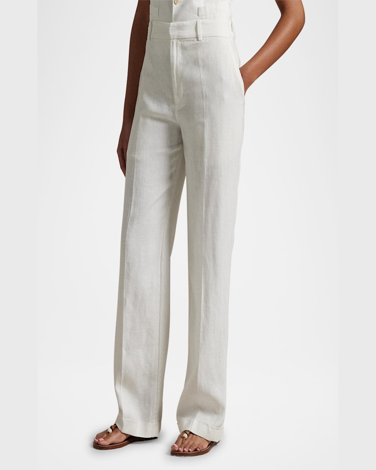 Polo Ralph Lauren Linen Relaxed Straight Pants In Nevis