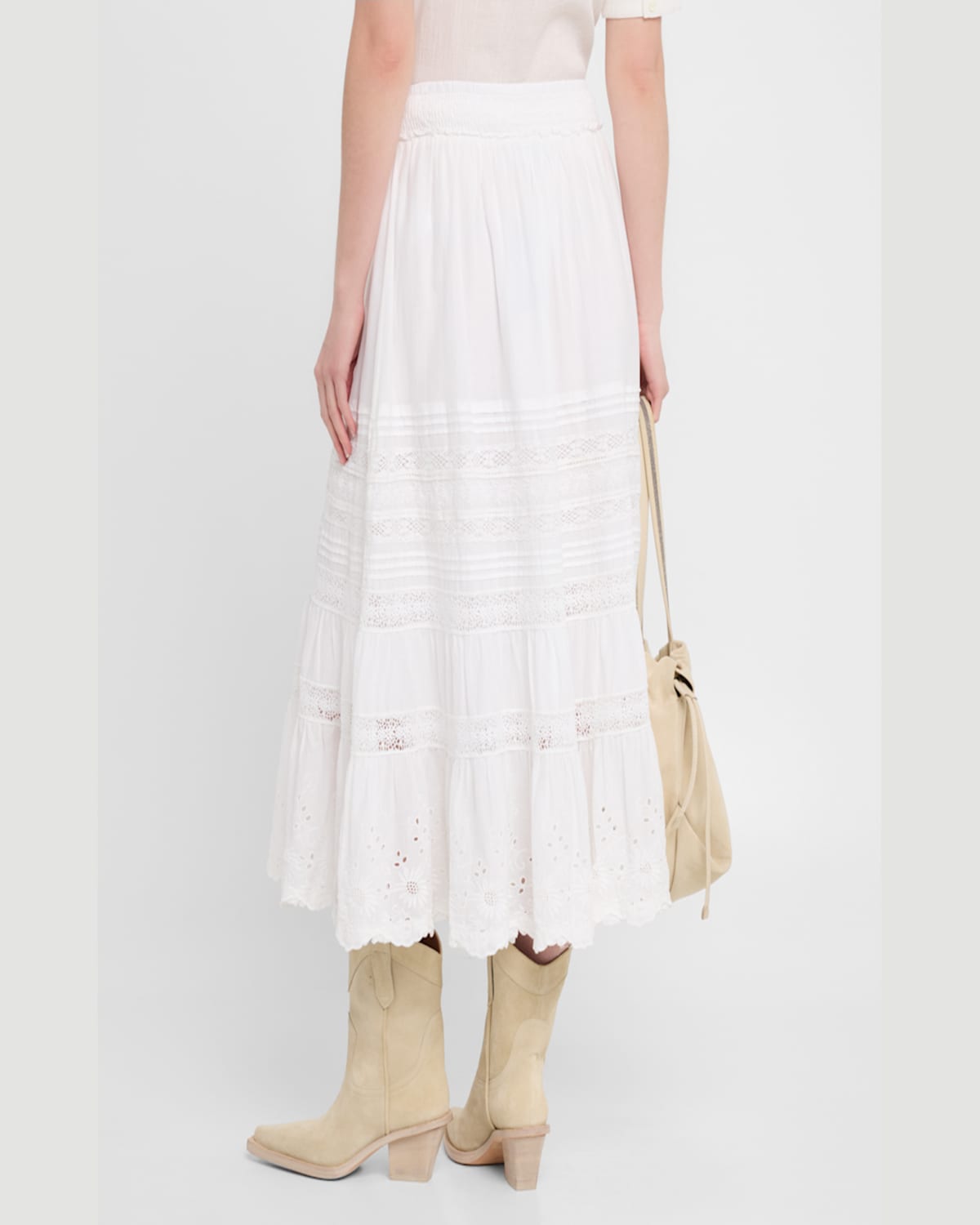 Polo Ralph Lauren Cotton Embroidered Midi Skirt In White
