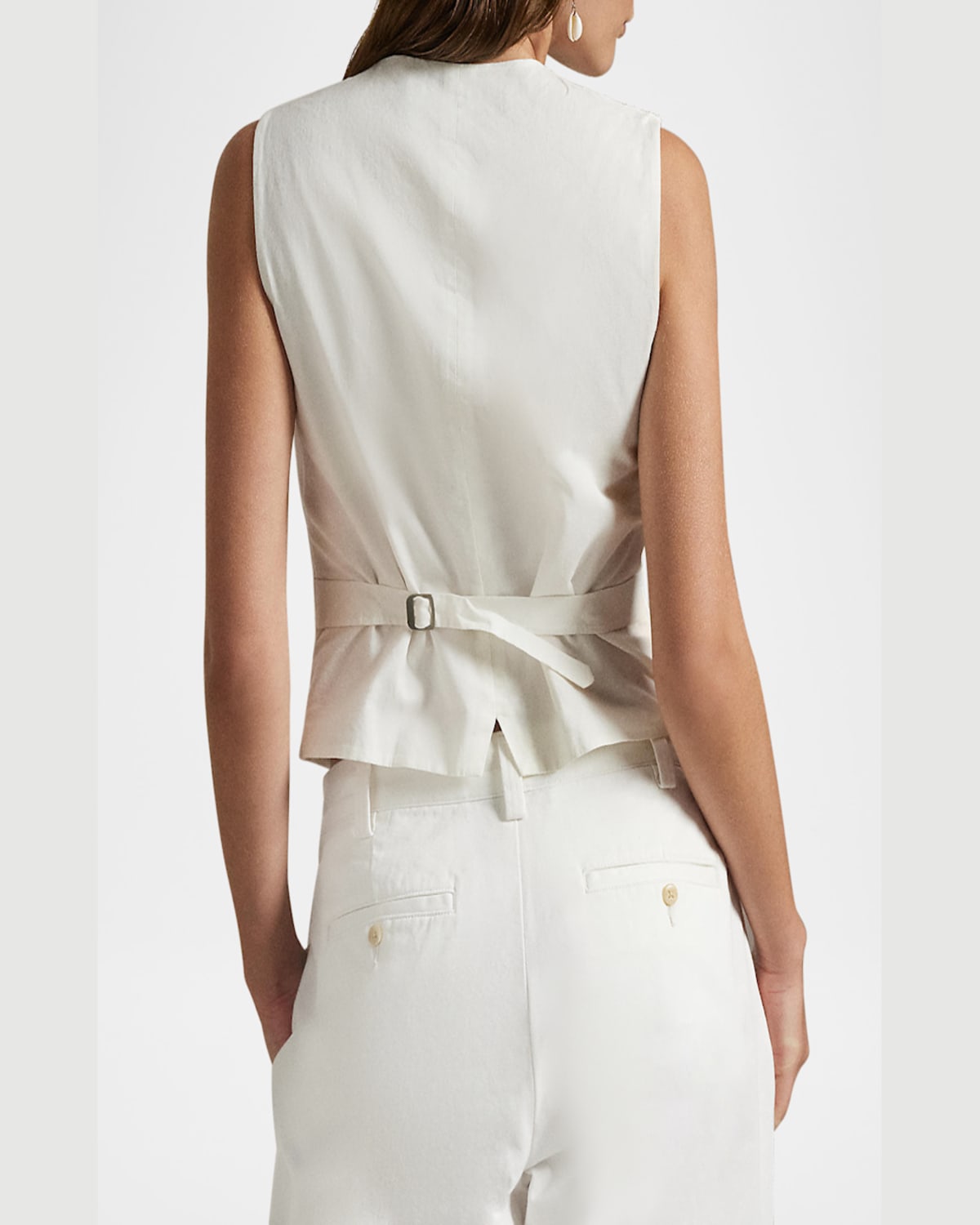 Polo Ralph Lauren Cropped Linen & Cotton Vest In Nevis