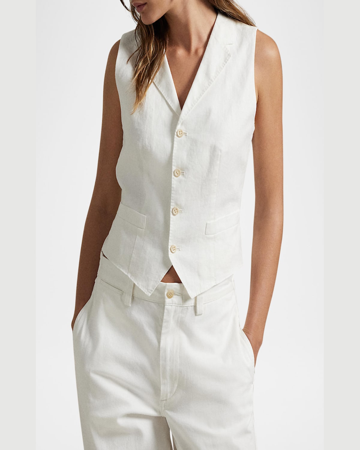 Polo Ralph Lauren Cropped Linen & Cotton Vest In Nevis