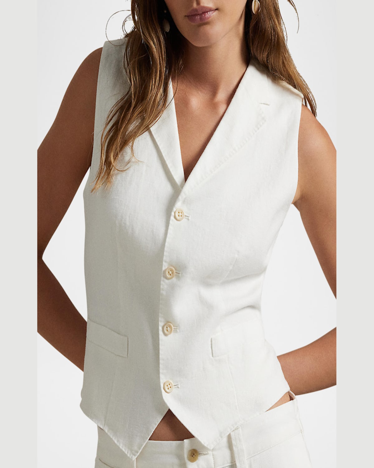 Polo Ralph Lauren Cropped Linen & Cotton Vest In Nevis