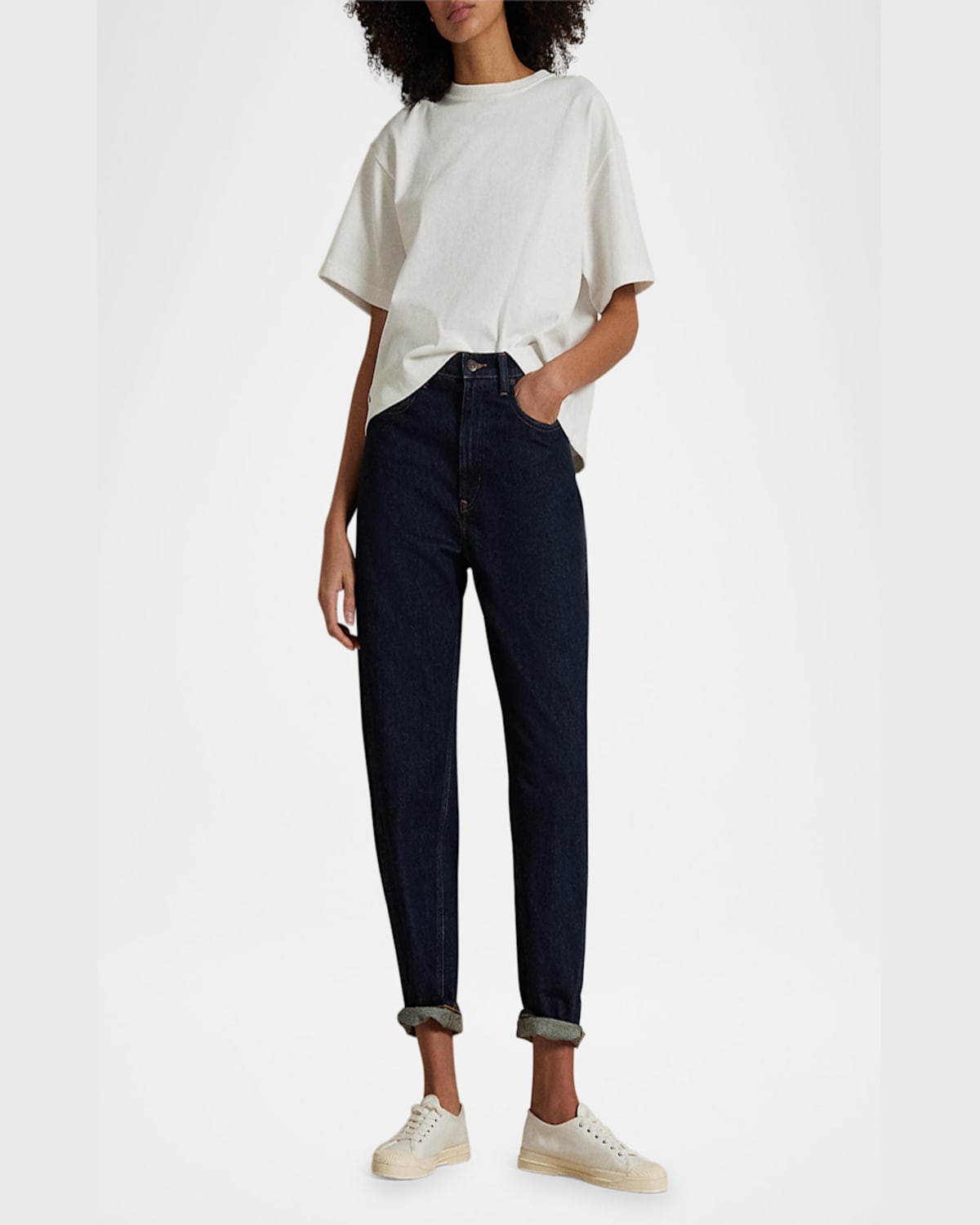 Polo Ralph Lauren Cotton Jersey Cropped Crewneck Tee In White