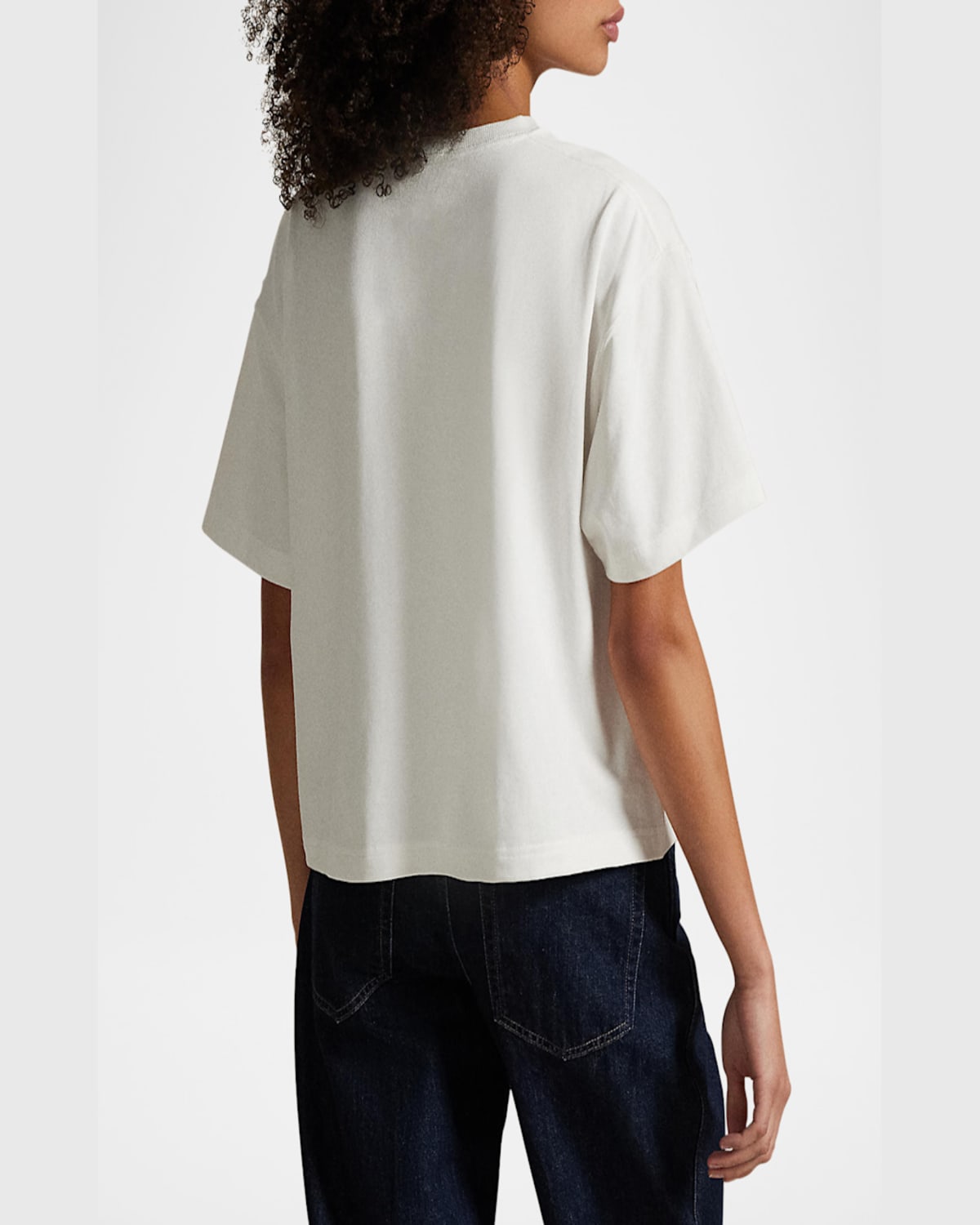 Polo Ralph Lauren Cotton Jersey Cropped Crewneck Tee In White