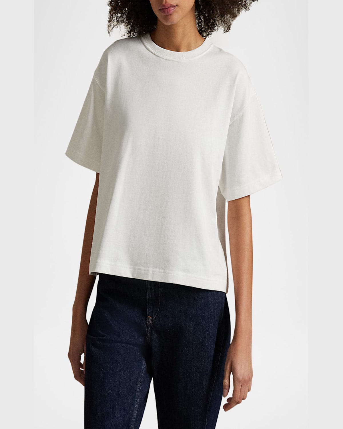 Polo Ralph Lauren Cotton Jersey Cropped Crewneck Tee In White