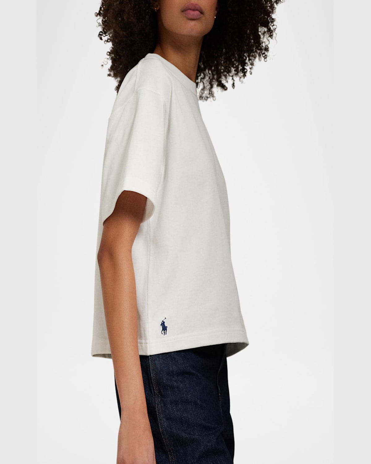 Polo Ralph Lauren Cotton Jersey Cropped Crewneck Tee In White
