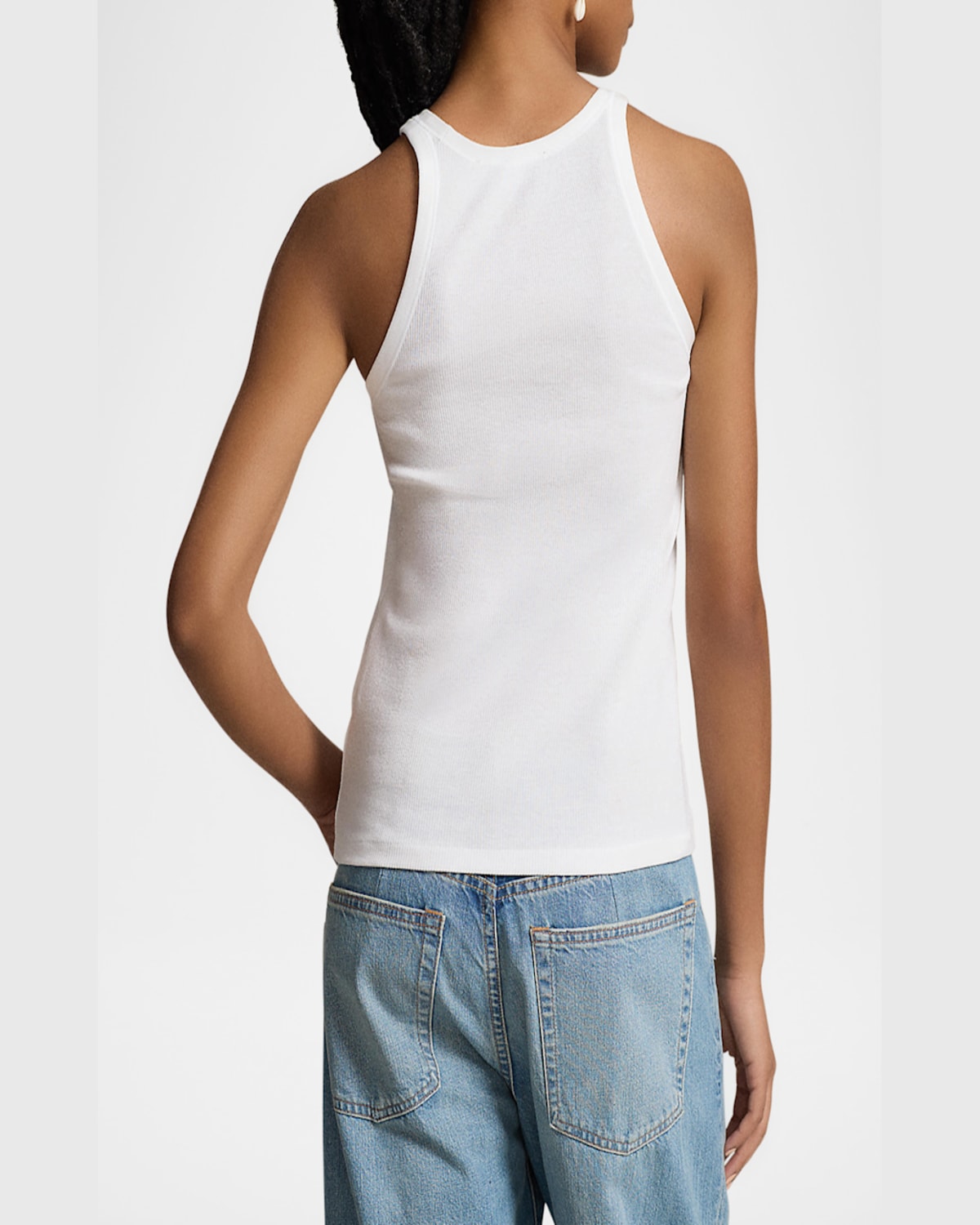 Shop Polo Ralph Lauren Ribbed Cotton Tank Top In White
