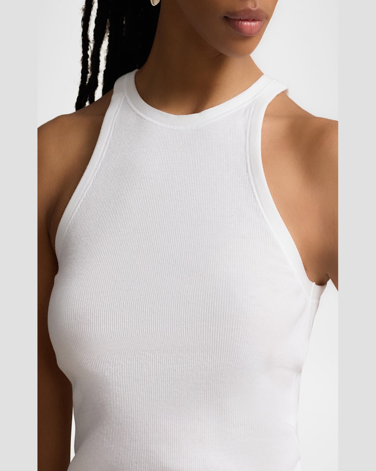 Shop Polo Ralph Lauren Ribbed Cotton Tank Top In White