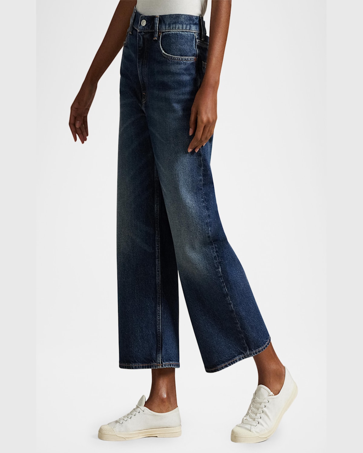 Polo Ralph Lauren High-rise Wide-leg Crop Jeans In Mylio Wash